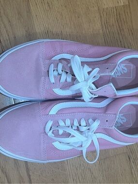 Vans Pink Suede Low-Top Sneakers with White Stripe